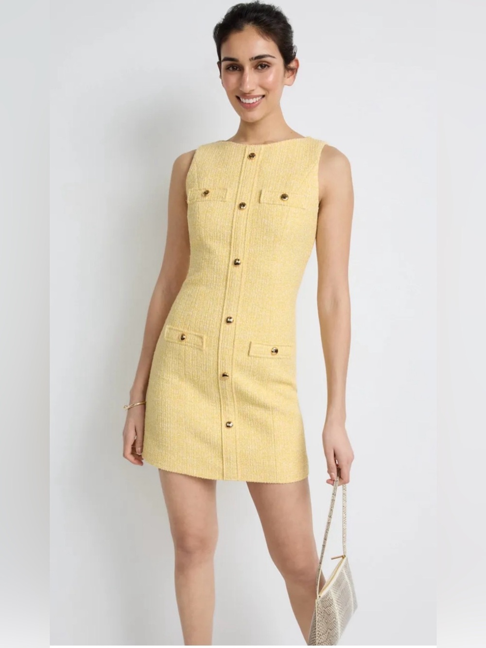 Maje  RylenerSleeveless Yellow Button-Front Shift Dress